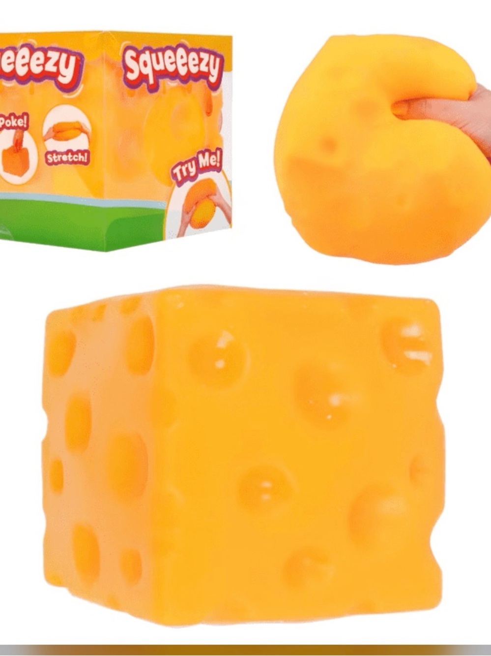 SQUEEZY Orange Cheese Squishy Stress Toy - Kids